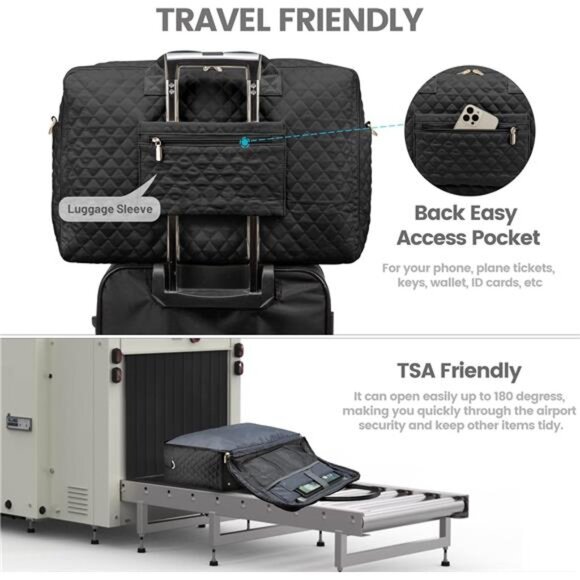 Travel Duffle Bag, Weekender Bag for Women with Toiletry Bag Carry on Overnight - Picture 4 of 7
